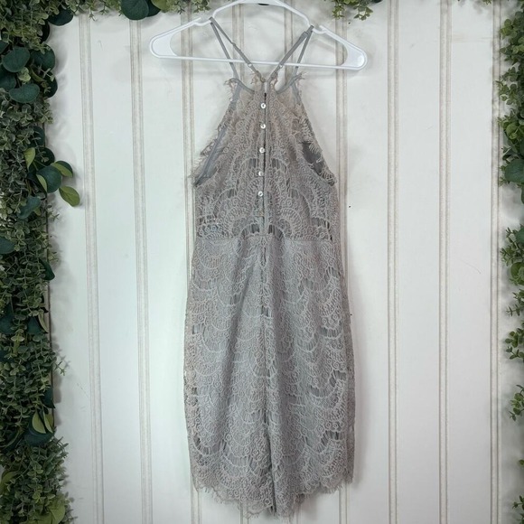 Free People Lace Halter Dress Womens XS Grey Boho Mini Fairy Festival Feminine - Picture 7 of 12
